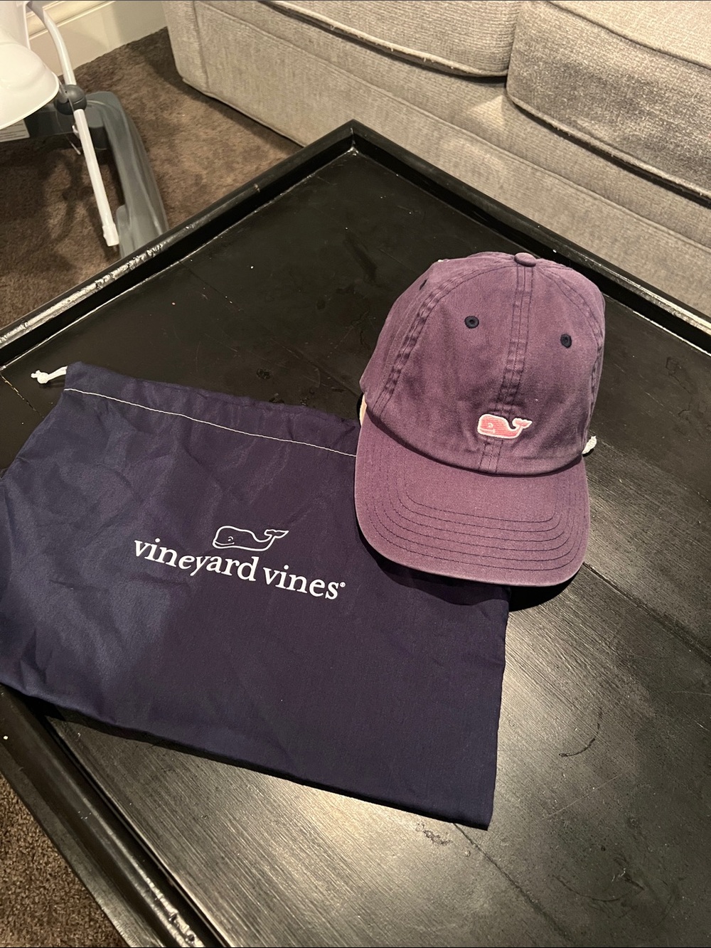 Vineyard Vines hat VV Whale baseball cap hat w/ Navy Drawstring Bag
